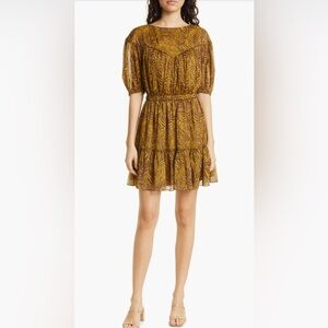 Ted Baker London Mairley Leaf Print Ruffle Hem mini Dress size 1 (US size 4)